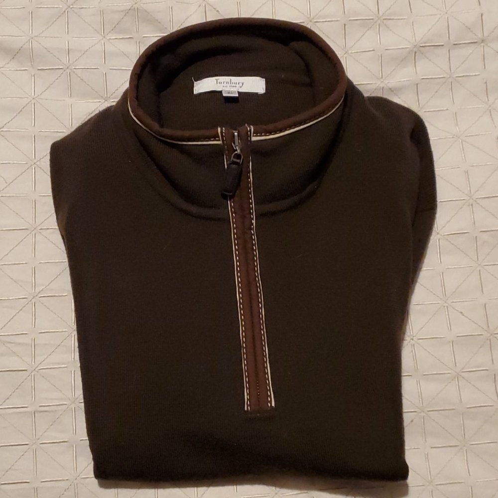 Brown Turnbury 1/4 zip sweater XL